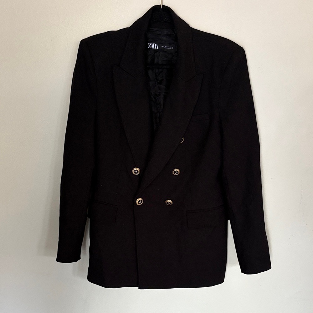 Zara Elegant Black Jacket with Gold Accents